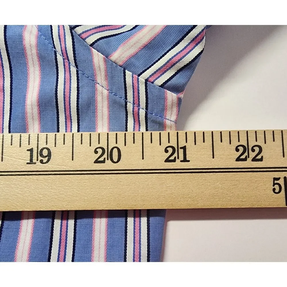 Bugatchi Mens Size Medium Long‎ Sleeve Button Down Blue/Pink Stripes